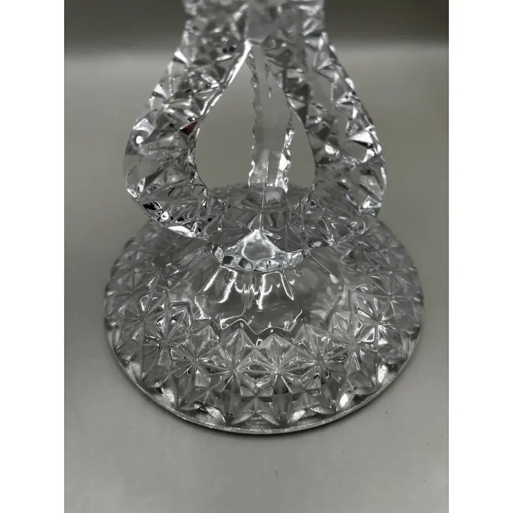 Vinatage Monarch Collection Lead Crystal Swann, Diamond Cut Taper Candle Holder